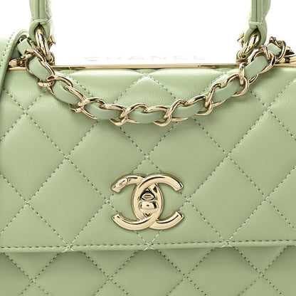 Chanel Lambskin Lacquered Quilted Mini Trendy CC Dual Handle Flap Bag Light Green 8 of 11