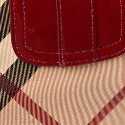 Burberry Patent Nova Check Brook Hobo Military Red 12 of 13