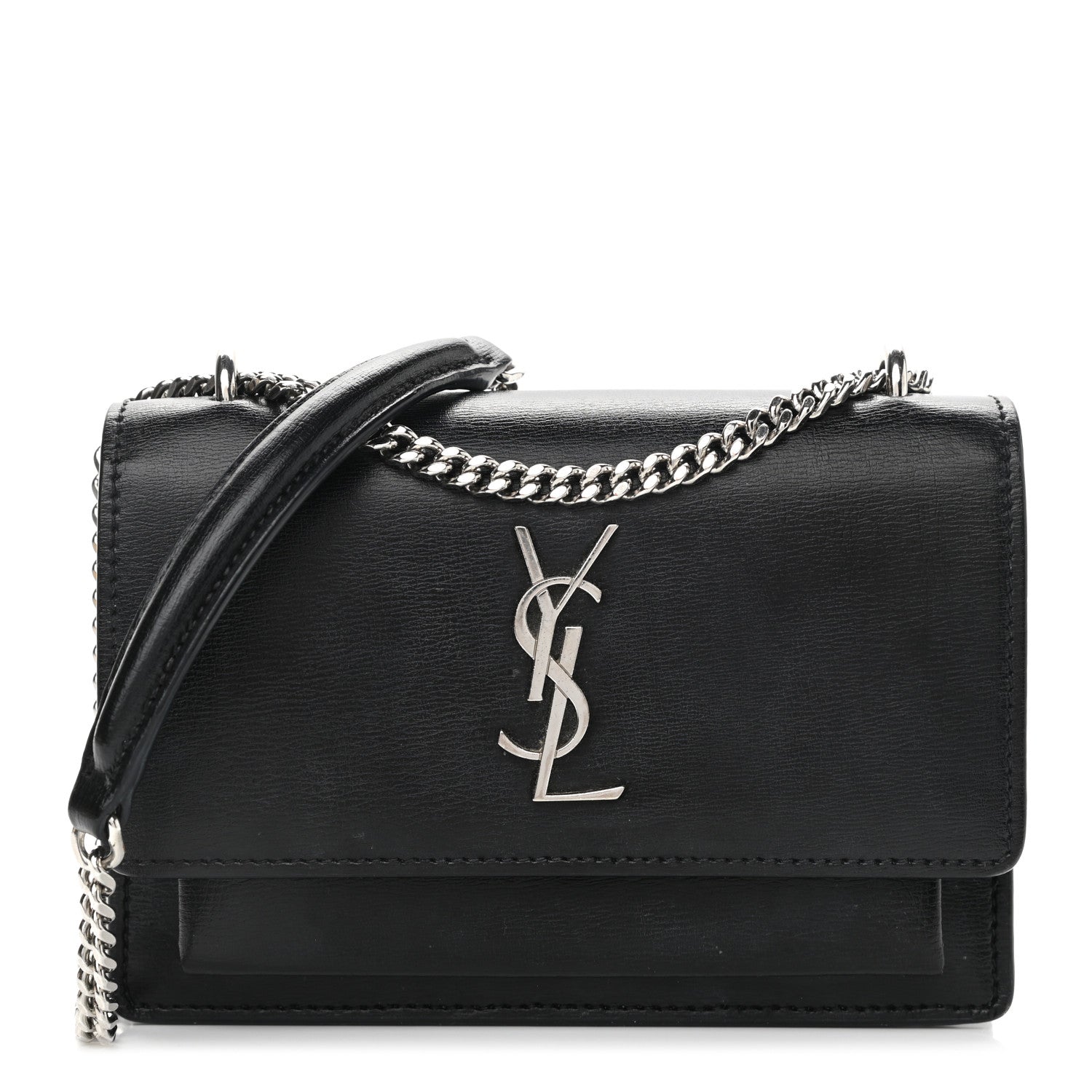 Saint Laurent Calfskin Monogram Sunset Chain Wallet Black 1 of 27