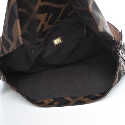 Fendi Zucca Pelle Naturale Maxi Baguette Tobacco Marrone 6 of 9