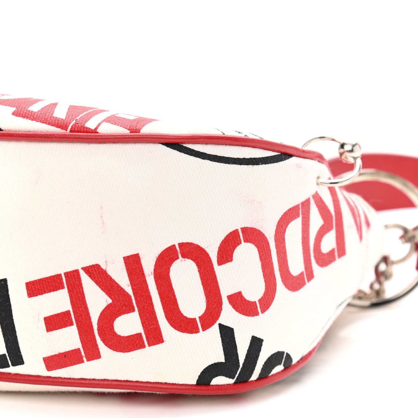 Canvas Hardcore Pierced Shoulder Bag Black Red White