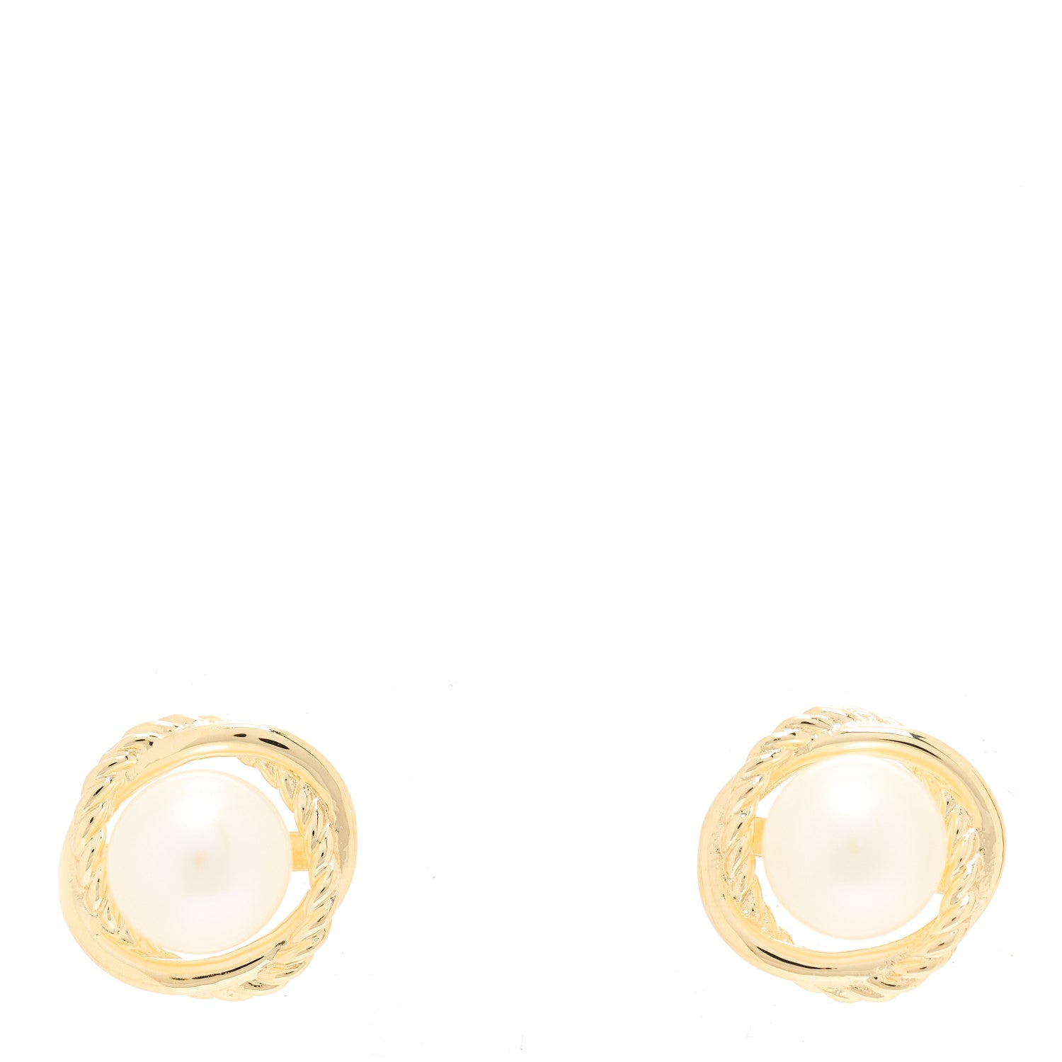 David Yurman 18K Yellow Gold Freshwater Pearl 6mm Infinity Earrings 1 of 3