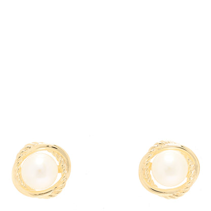 David Yurman 18K Yellow Gold Freshwater Pearl 6mm Infinity Earrings 1 of 3