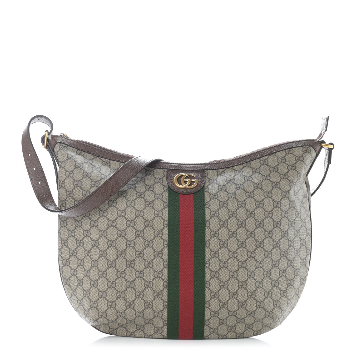 Gucci GG Supreme Monogram Web Ophidia Half Moon Hobo Brown 1 of 11