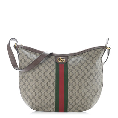 Gucci GG Supreme Monogram Web Ophidia Half Moon Hobo Brown 1 of 11