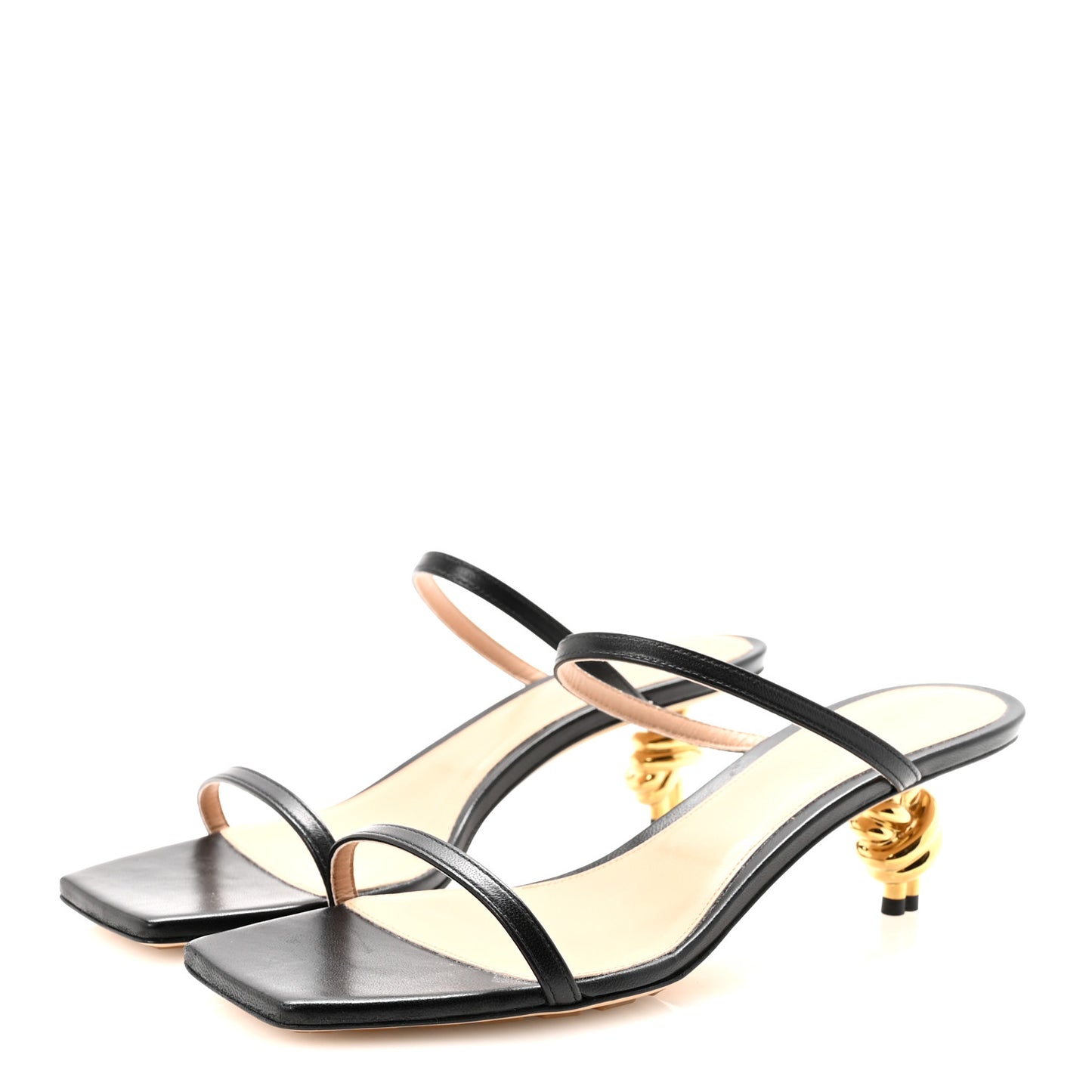 Lambskin Knot Mules Sandals 40 Black