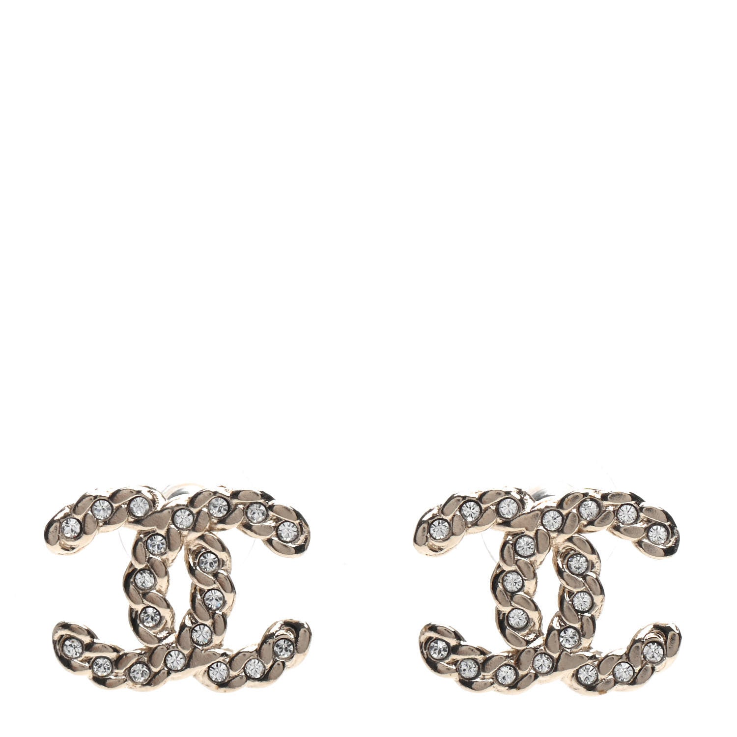 Chanel Crystal Pearls Coronation CC Earrings Gold 1 of 4