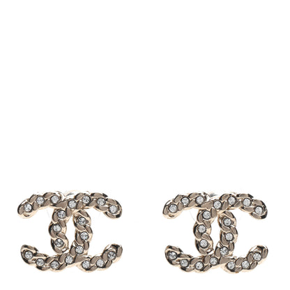 Chanel Crystal Pearls Coronation CC Earrings Gold 1 of 4