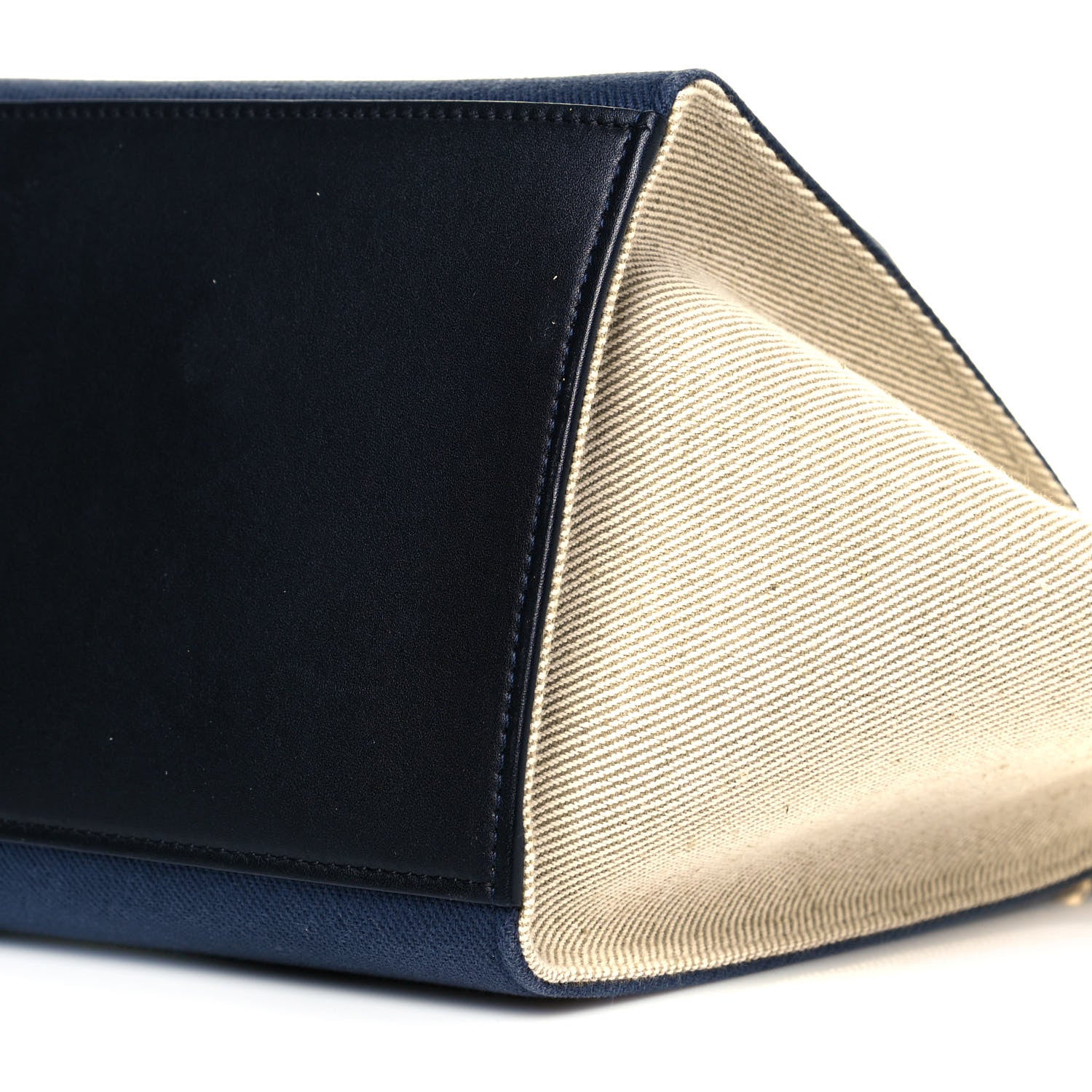 Celine Smooth Calfskin Linen Medium Tri-Color Trapeze Navy Blue 9 of 9