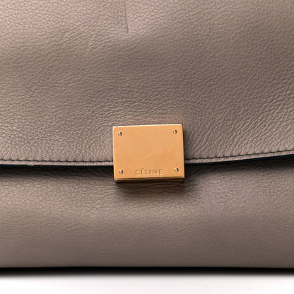 Celine Drummed Calfskin Suede Medium Trapeze Almond 6 of 14