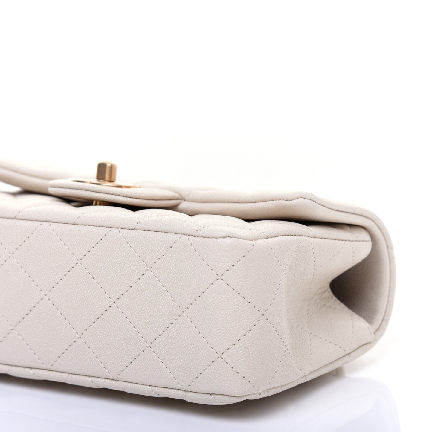 Caviar Quilted Mini Top Handle Rectangular Flap Beige