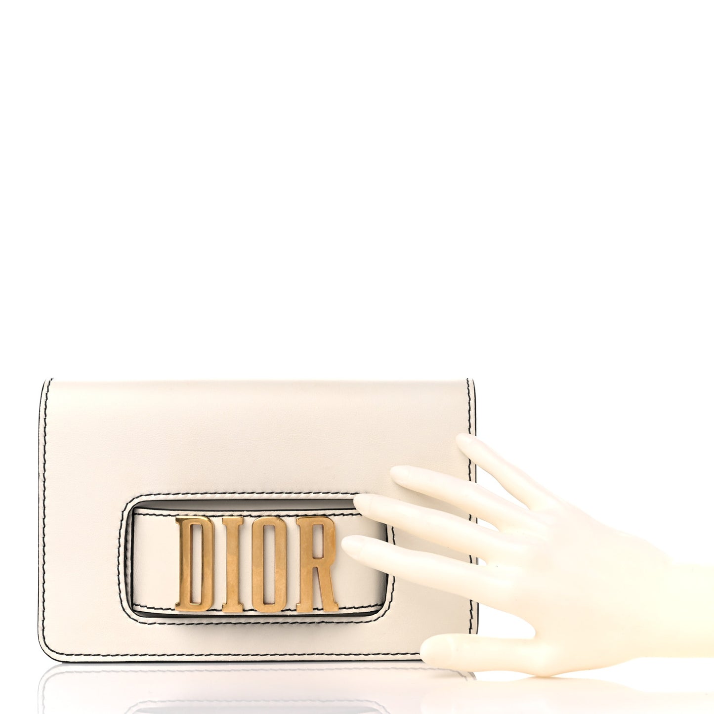 Smooth Calfskin Dio(r)evolution Flap Clutch White