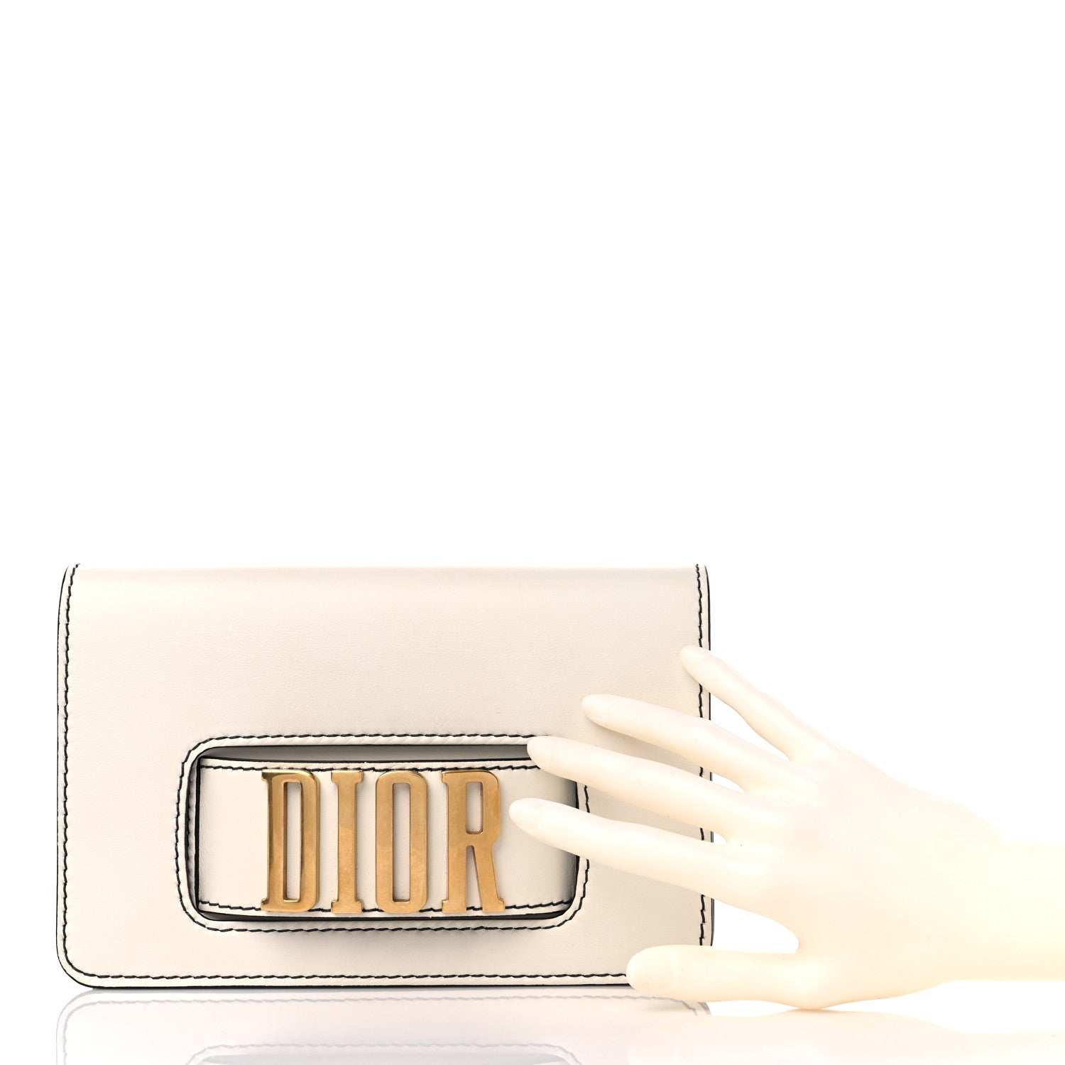 Christian Dior Smooth Calfskin Dio(r)evolution Flap Clutch White 2 of 13