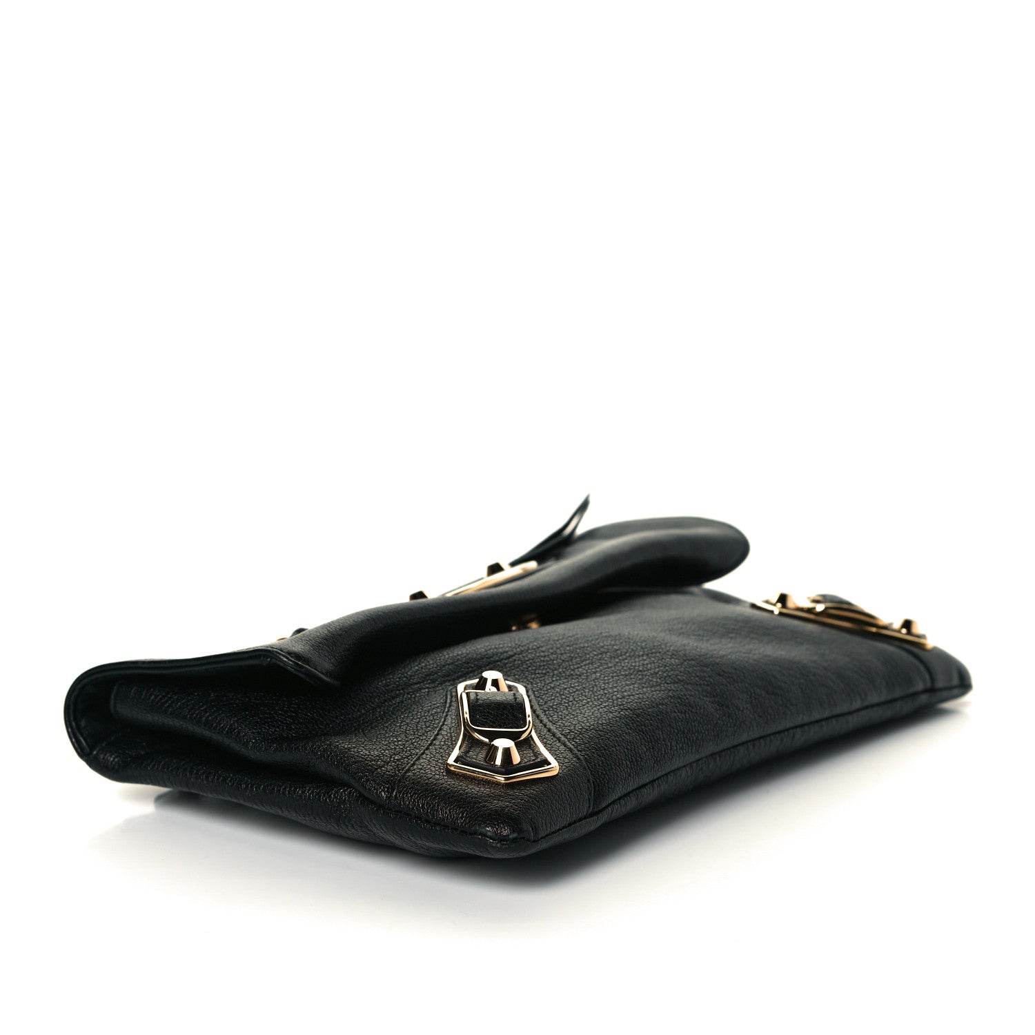 Balenciaga Chevre Gold Metallic Edge Hardware Envelope Clutch Black 4 of 7