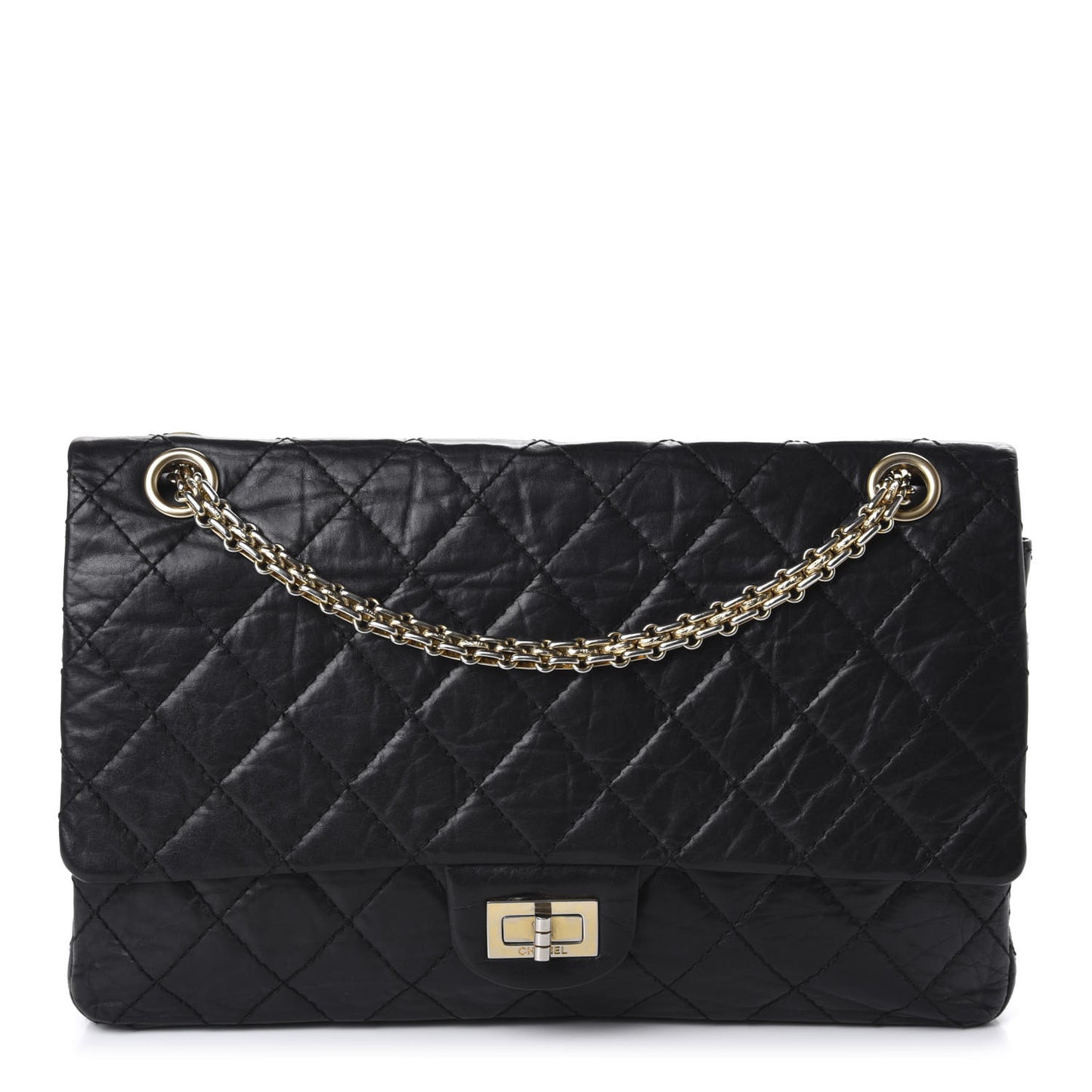 Aged Calfskin Quilted 50th Anniversary 2.55 Reissue 226 Flap Black