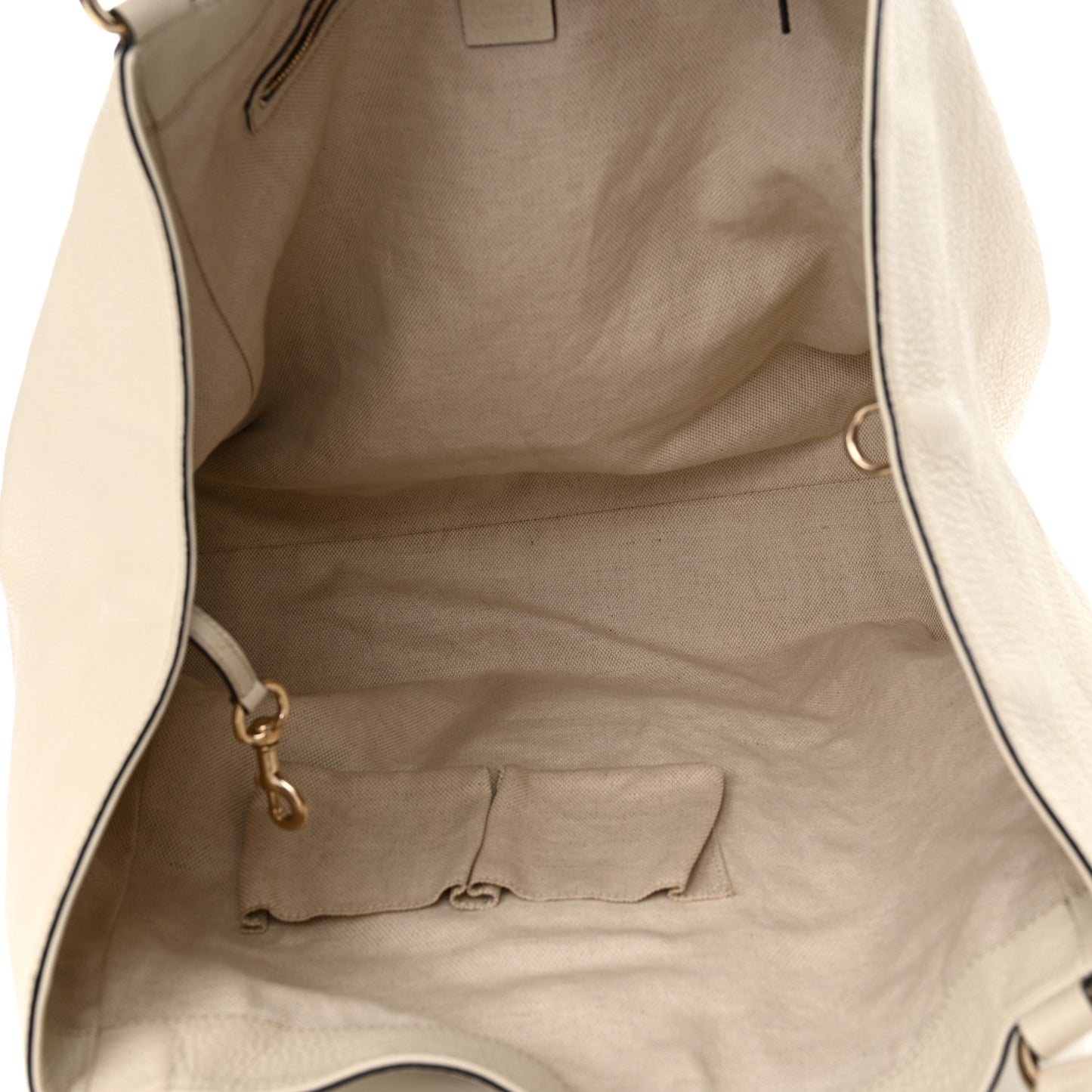 Pebbled Calfskin Large Soho Shoulder Bag Off White