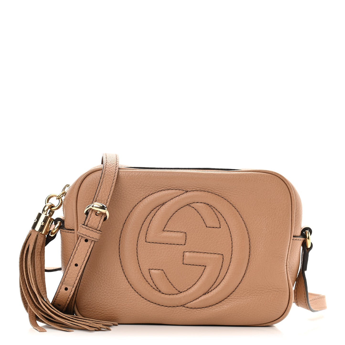 Pebbled Calfskin Small Soho Disco Bag Camelia