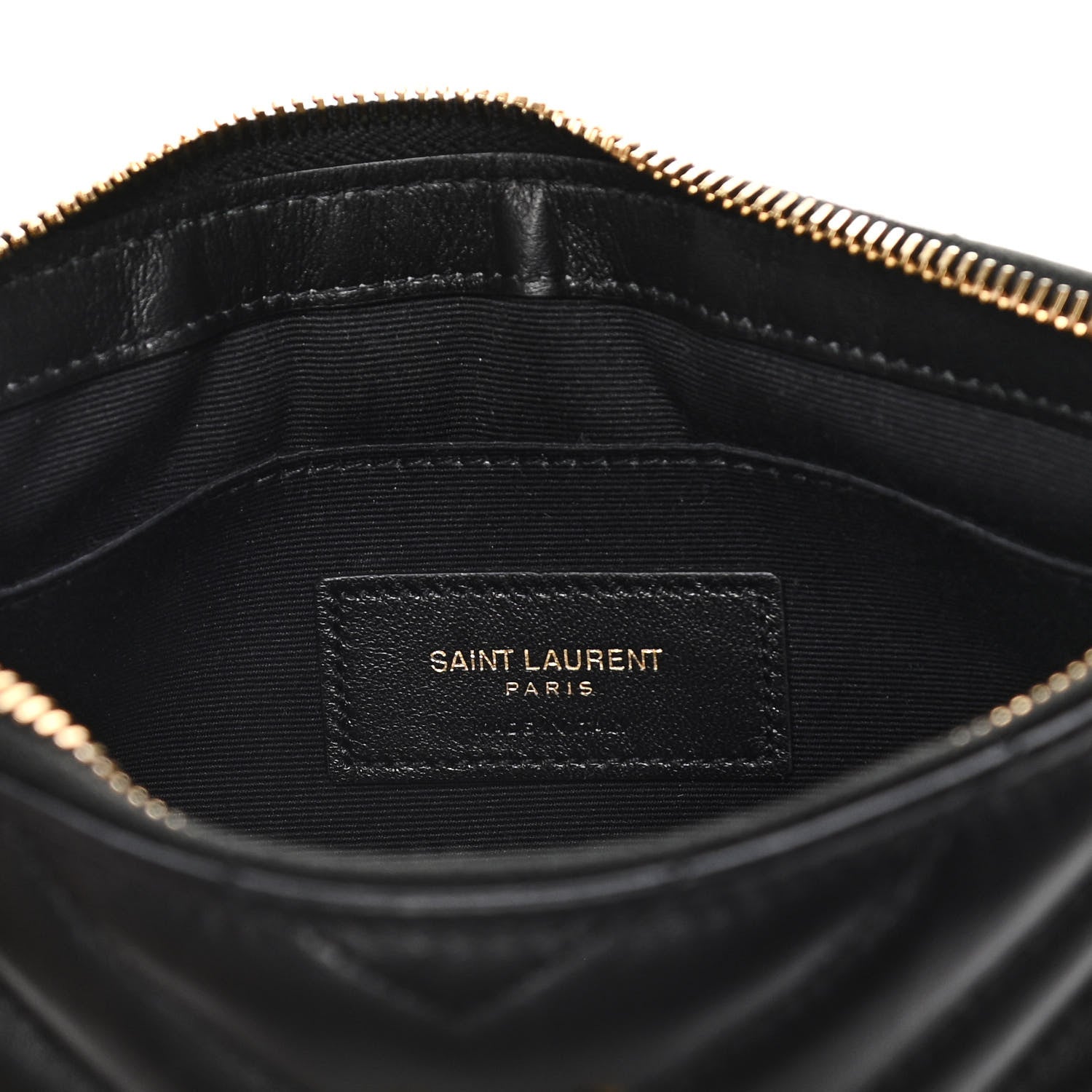 Saint Laurent Calfskin Matelasse Chevron Monogram A5 Wristlet Black 6 of 11