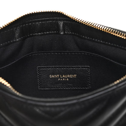 Saint Laurent Calfskin Matelasse Chevron Monogram A5 Wristlet Black 6 of 11