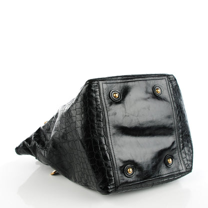 Saint Laurent Patent Crocodile Embossed Medium Downtown Tote Black 4 of 7