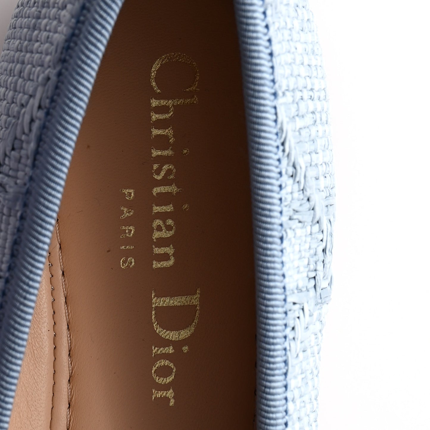 Raffia Cannage Ballet Flat 36 Bleu Pastel