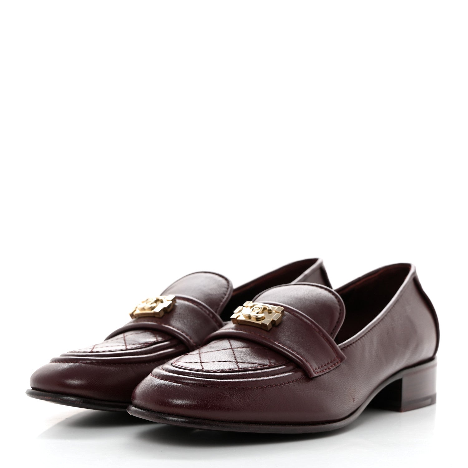 Chanel Lambskin Quilted Boy Loafers 37 Burgundy 3 of 9
