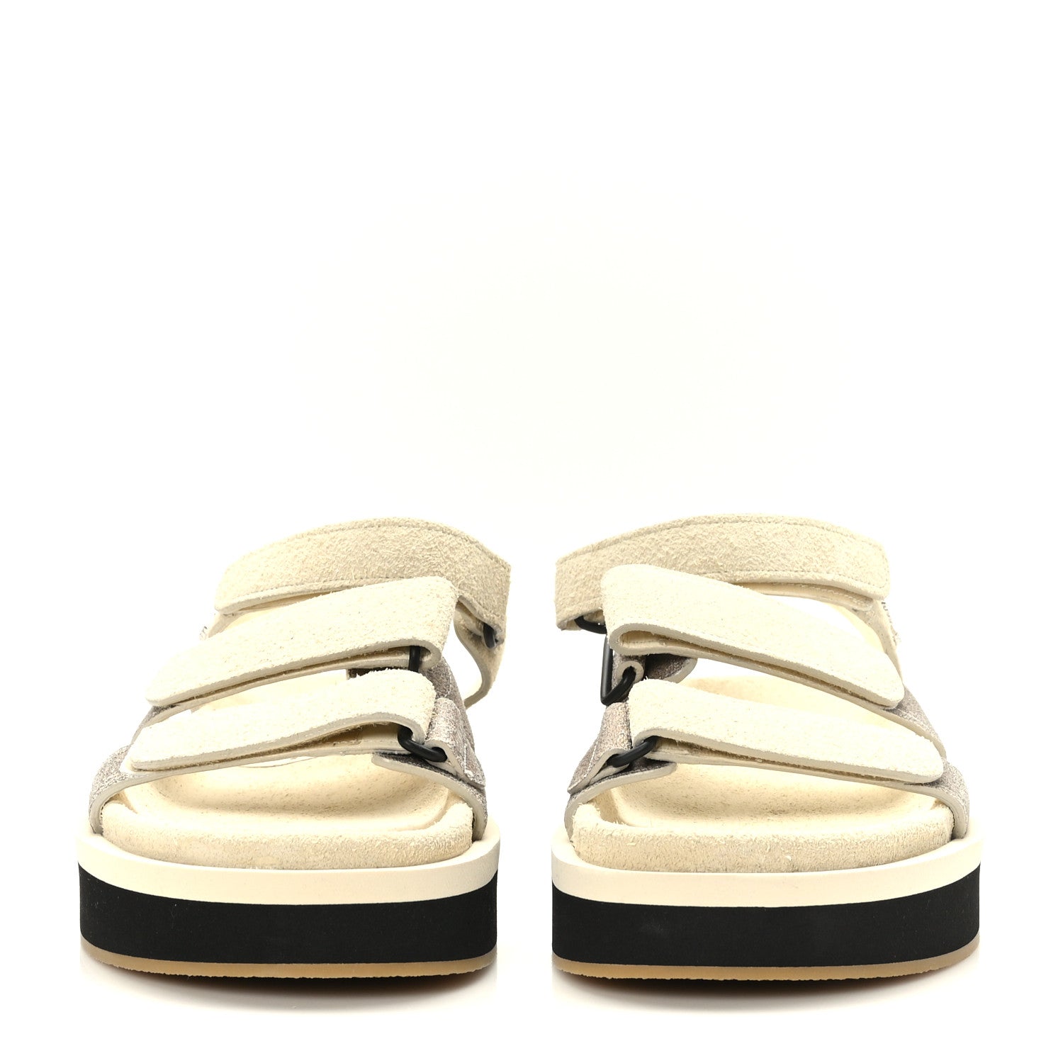 Chanel Suede Calfskin Velcro Flat Sandals 39 Ivory Dark Beige 2 of 8