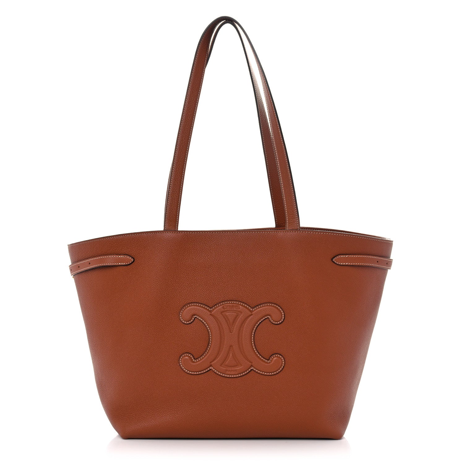 Celine Grained Calfskin Triomphe Medium Cabas Anais Tan 1 of 11