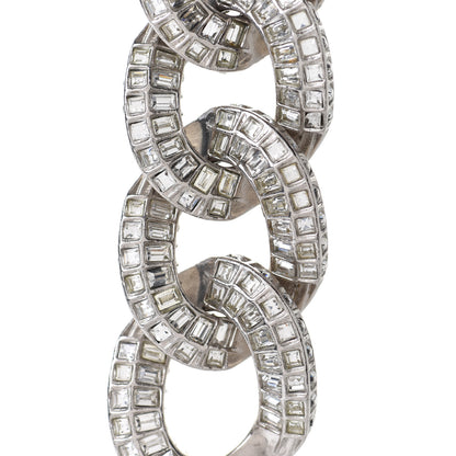 Chanel Baguette Crystal Chain Link CC Bracelet Silver 4 of 5