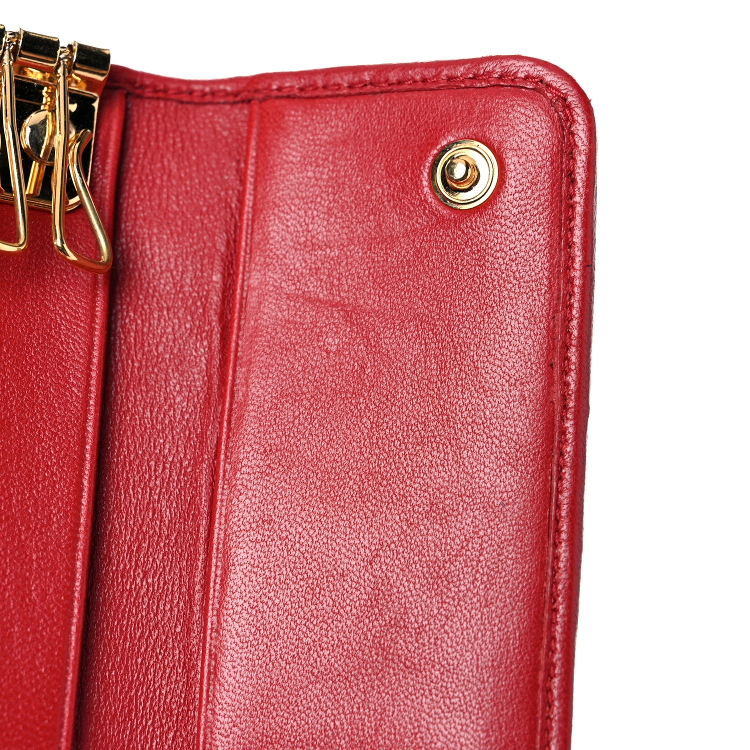 Miu Miu Nappa Matelasse Flap Card Holder Key Ring Fuoco 8 of 15