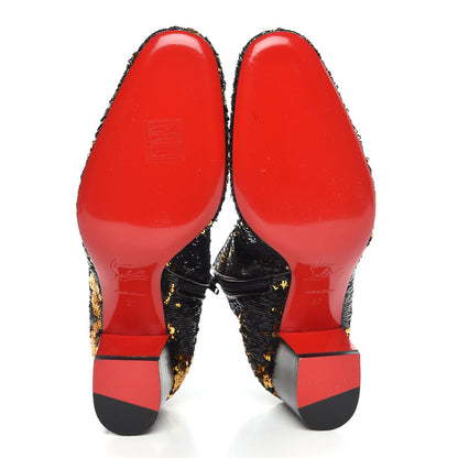 Christian Louboutin Paillettes Disco 70S Ankle Boots 37 Black Gold 5 of 8