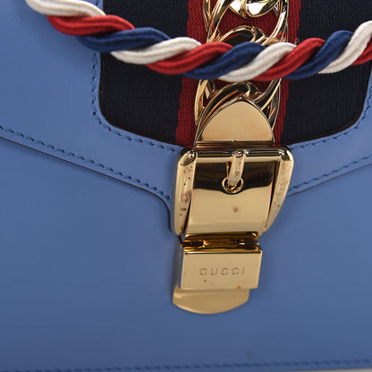 Gucci Vitello Fontanella Web Mini Sylvie Top Handle Bag Clear Sky Blue 8 of 9