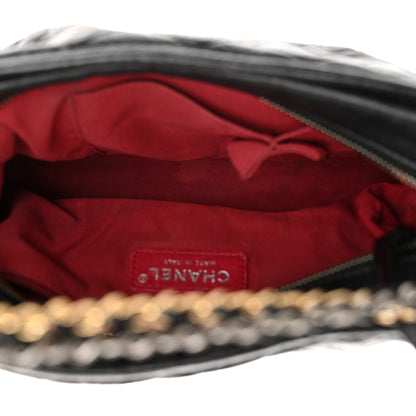Chanel Aged Calfskin Quilted Small Gabrielle Logo Hobo Black 5 of 15
