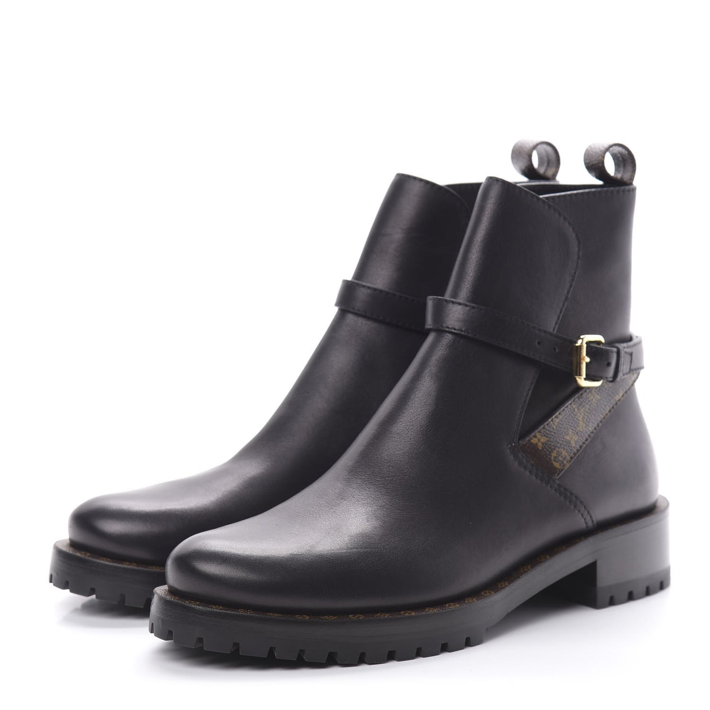 Calfskin Monogram Discovery Flat Ankle Boots 38.5 Black