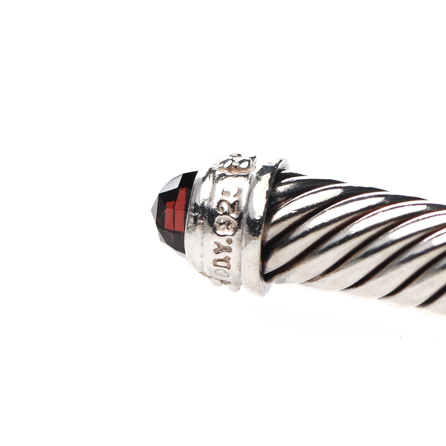 Sterling Silver Diamond Garnet 5mm Cable Classics Bracelet