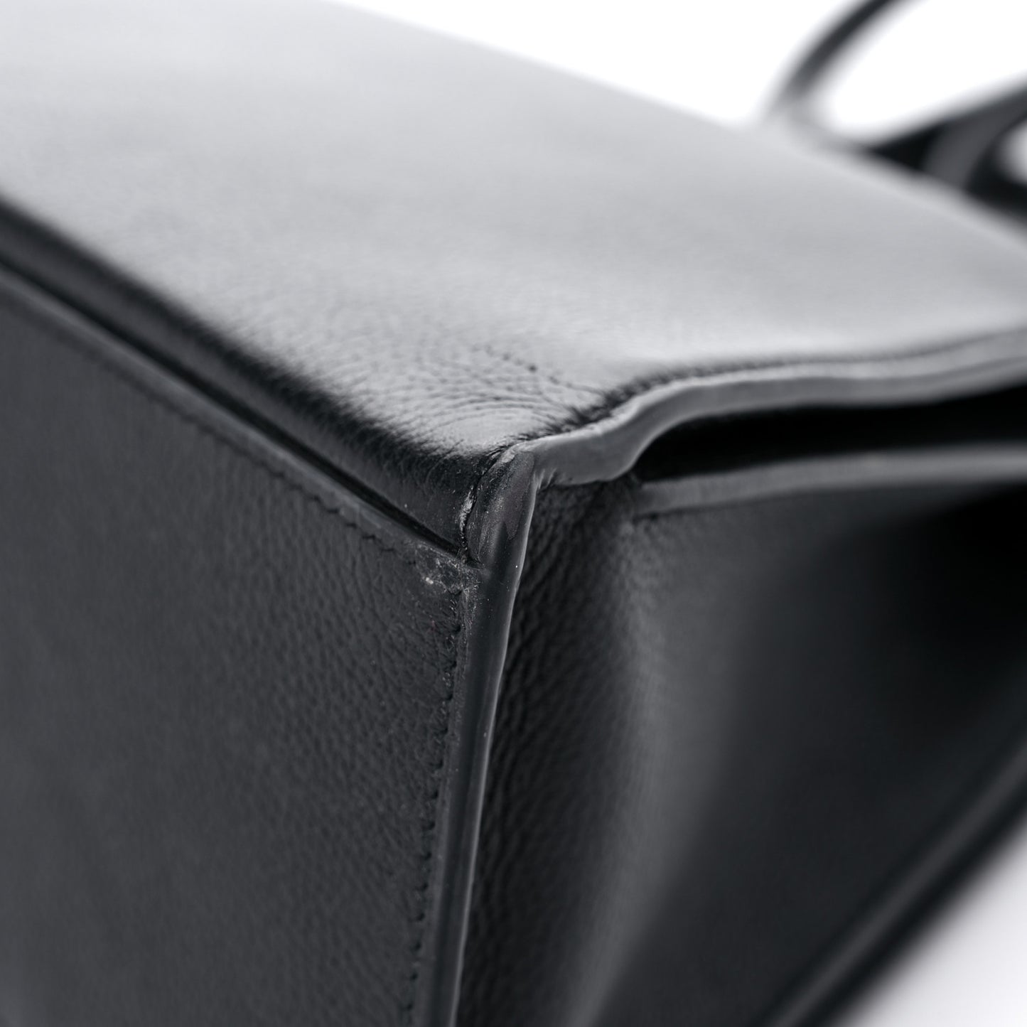 Grained Calfskin Medium Hourglass Top Handle Bag Black