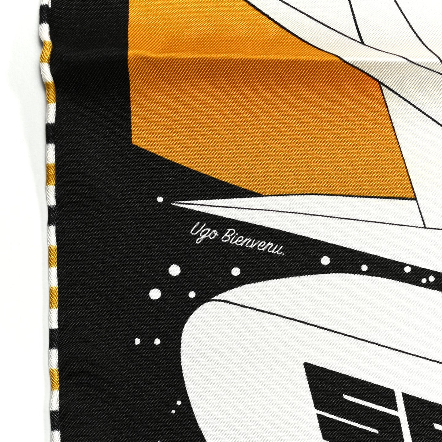 Silk Space Derby Scarf 90 Black White Gold