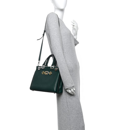 Gucci Grainy Calfskin Small Zumi Top Handle Bag Vintage Green 2 of 12
