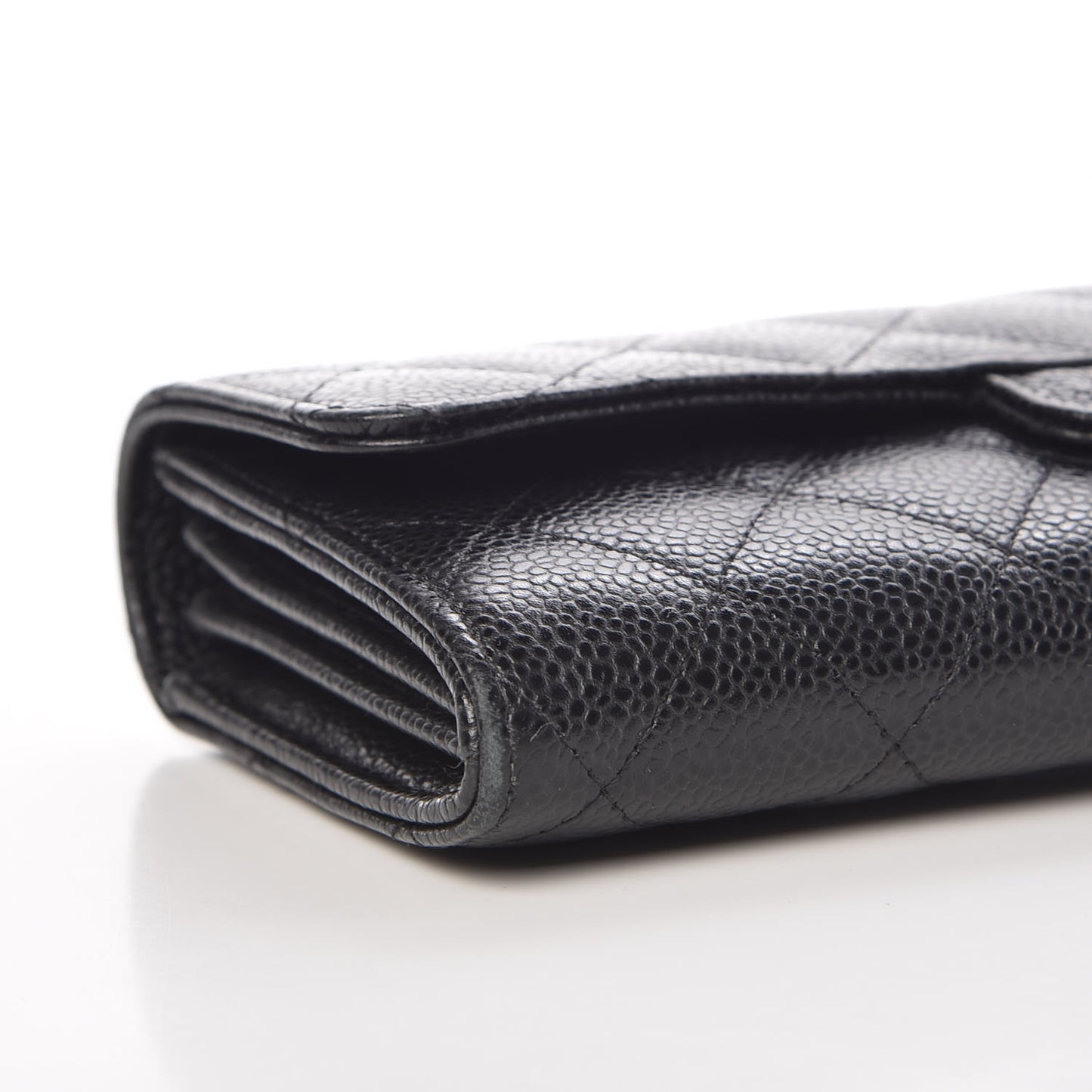 Caviar Quilted Large Flap Wallet Black