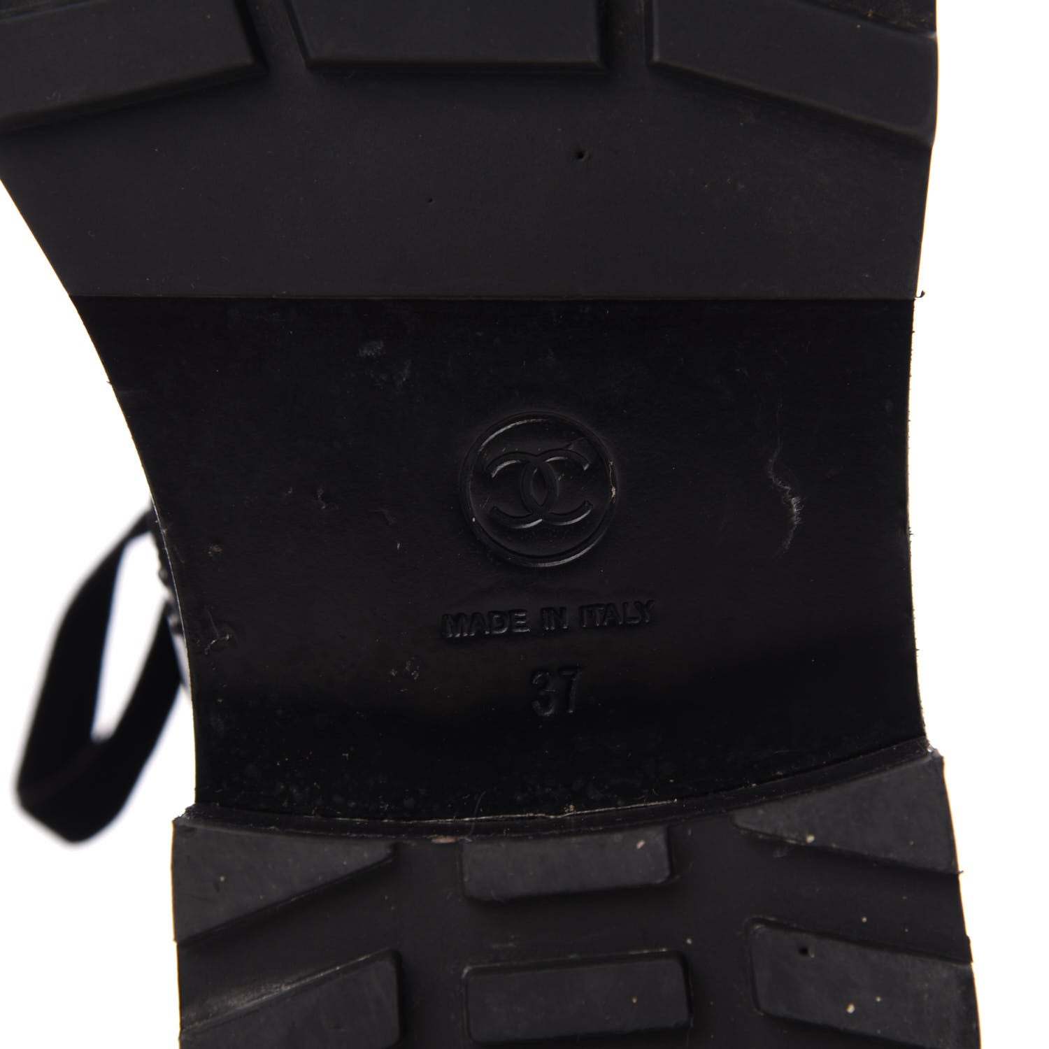 Chanel Calfskin Velvet Pearl Combat Short Boots 37 Black 6 of 7
