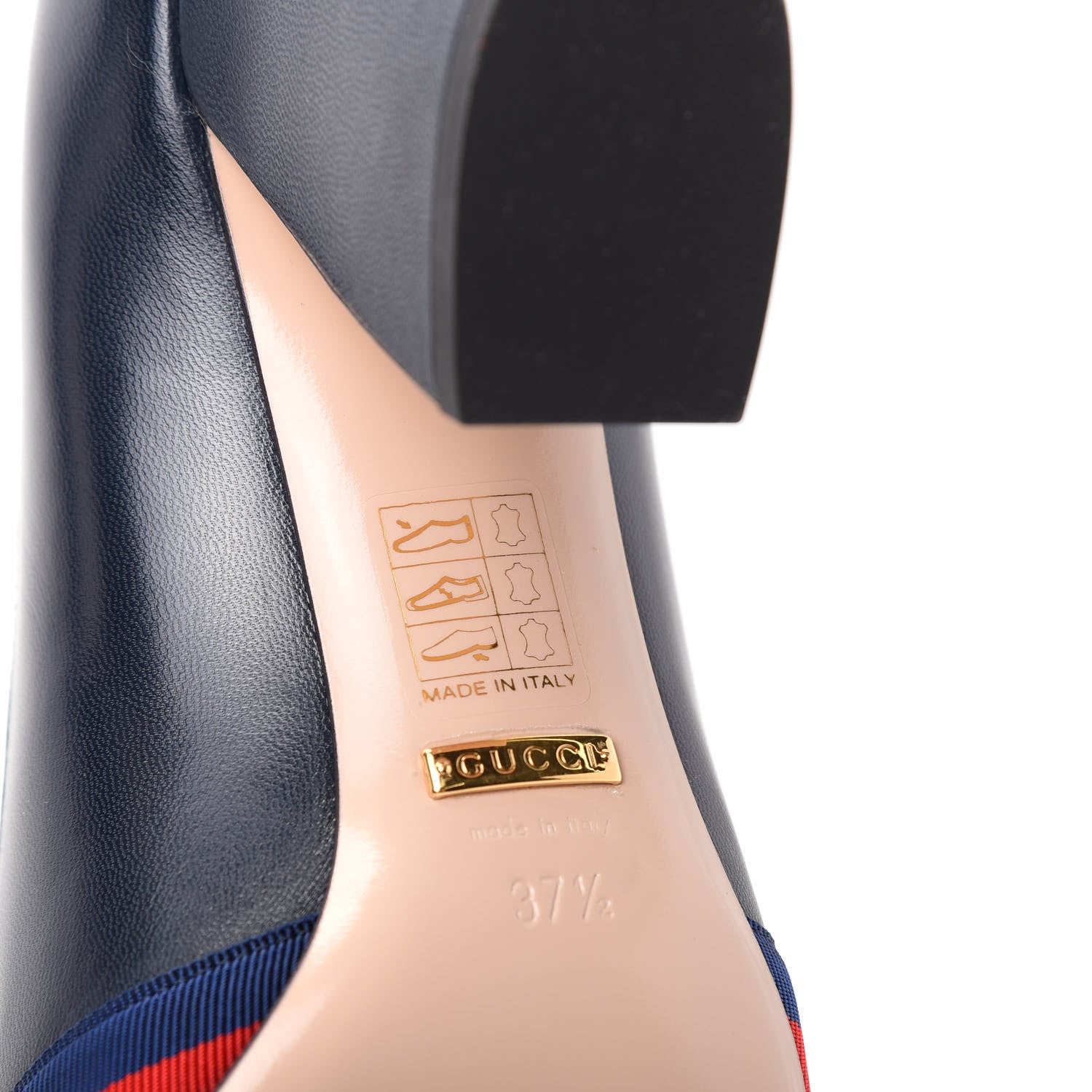 Gucci Malaga Kid Web Bow Pumps 37.5 Navy 9 of 10