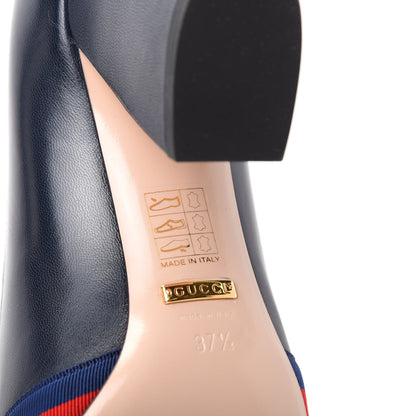 Gucci Malaga Kid Web Bow Pumps 37.5 Navy 9 of 10