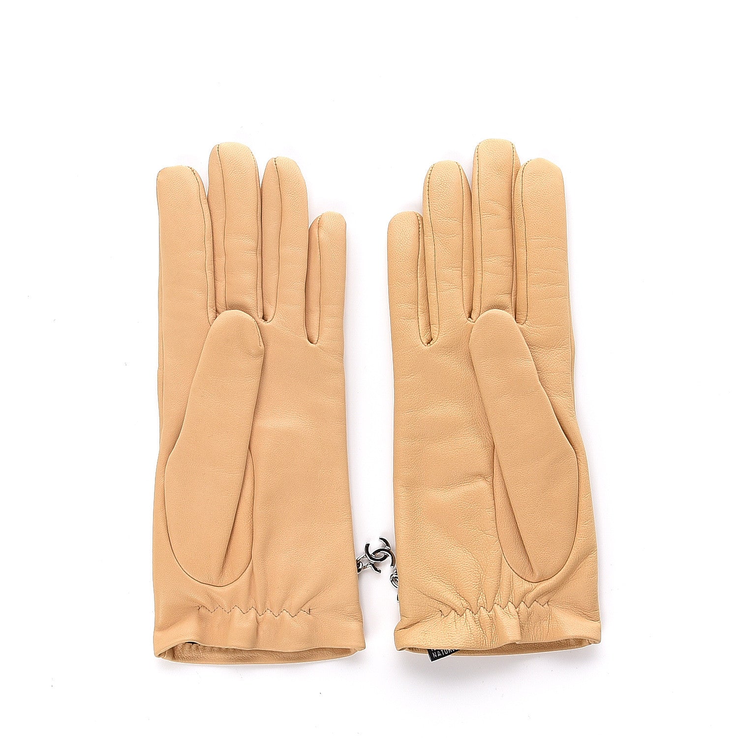Chanel Lambskin Chain CC Gloves Beige 7 4 of 5