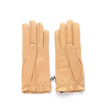 Chanel Lambskin Chain CC Gloves Beige 7 4 of 5