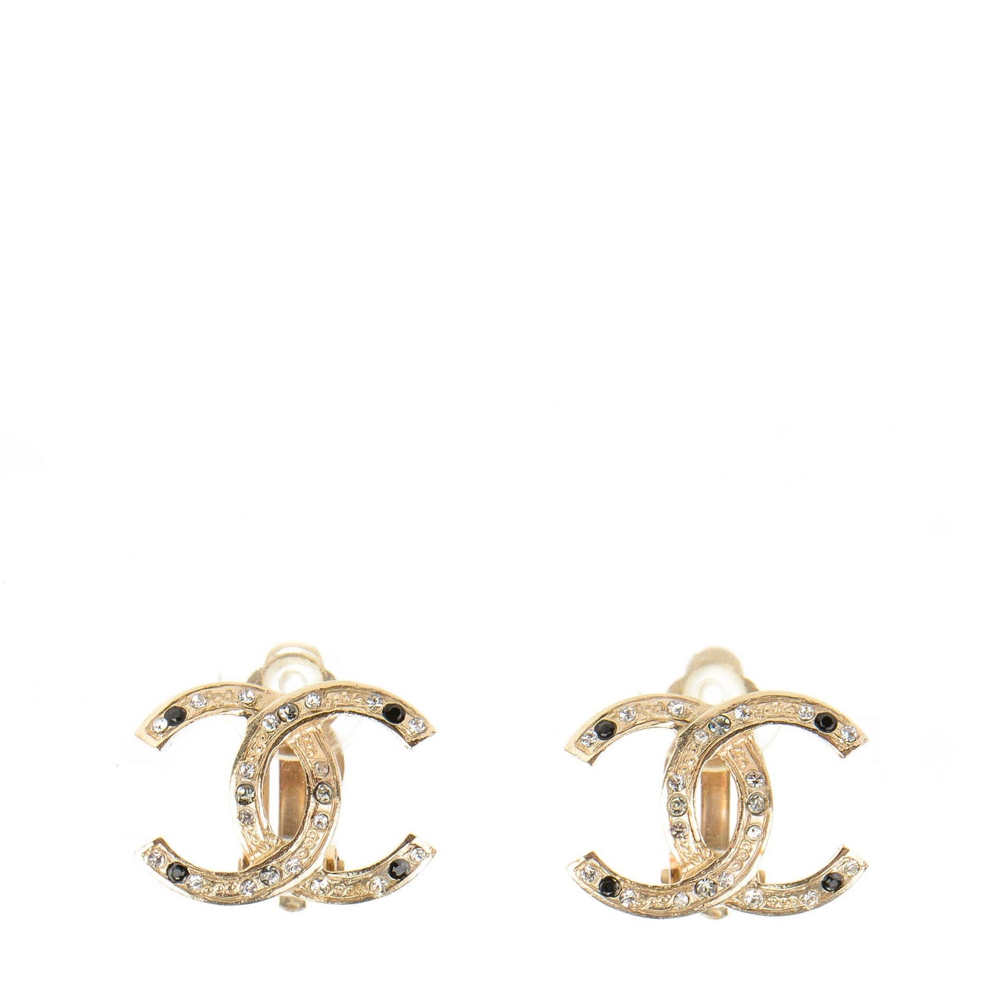 Crystal CC Clip On Earrings Gold