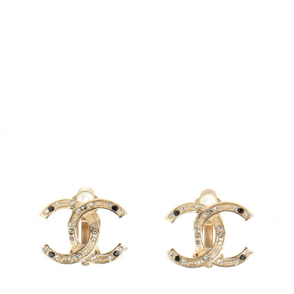 Chanel Crystal CC Clip On Earrings Gold 1 of 4