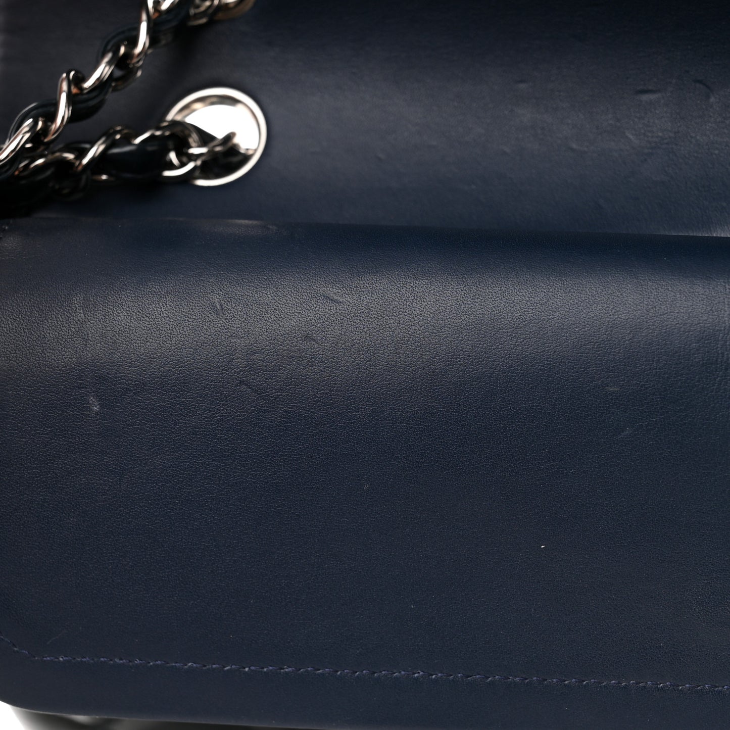 Patent Quilted Medium Double Flap Navy