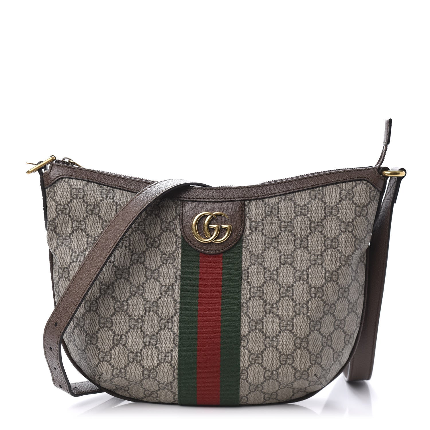 Gucci GG Supreme Monogram Web Small Ophidia Half Moon Hobo Brown 1 of 11