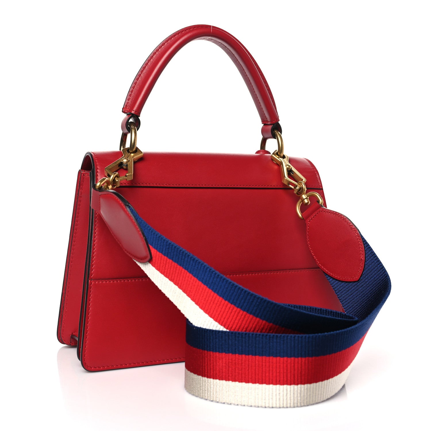 Gucci Calfskin Sylvie Web Small Queen Margaret Top Handle Bag Red 3 of 9
