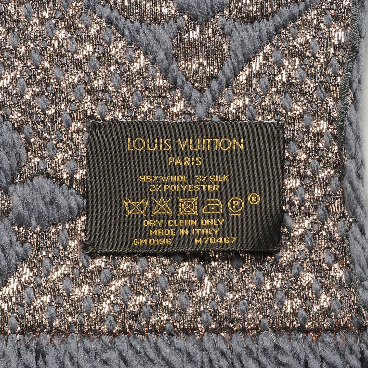 Louis Vuitton Wool Silk Logomania Shine Scarf Gris 3 of 5